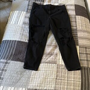 American Eagle Outfitters Black Distressed Jeans